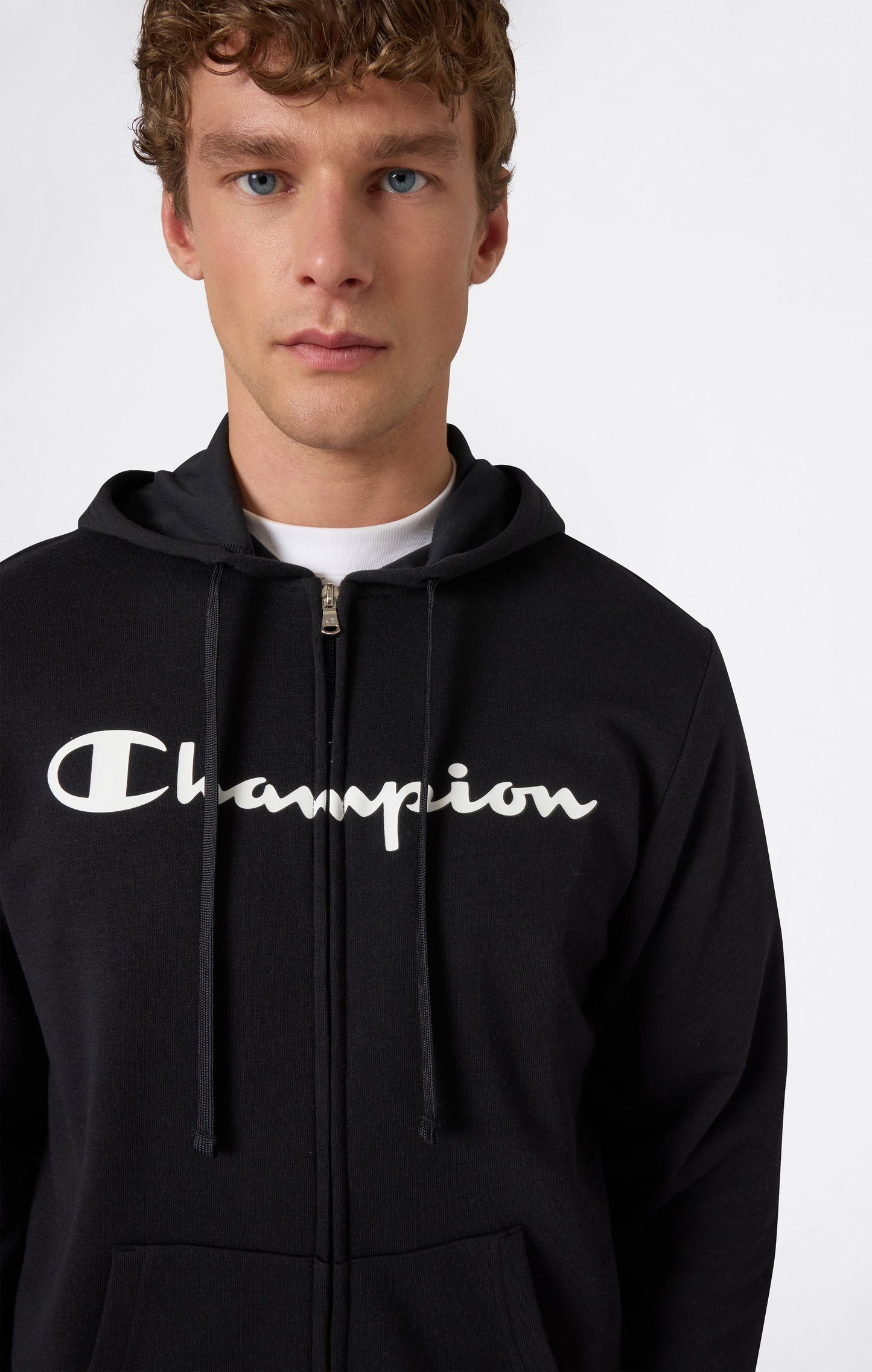 Herren-Kapuzensweatshirt mit durchgehendem Reißverschluss und Maxi-Logoprint, leicht