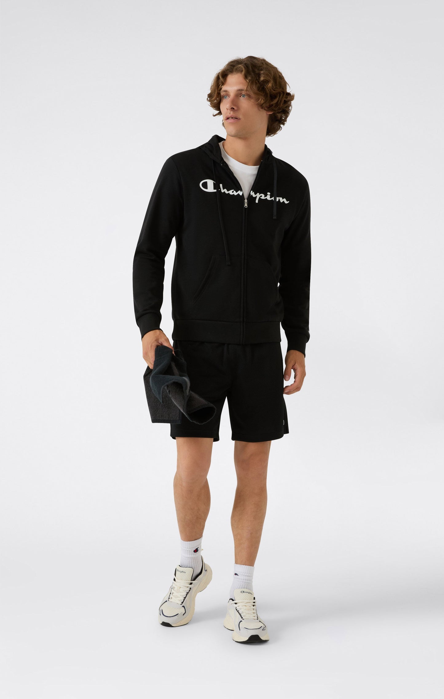Herren-Kapuzensweatshirt mit durchgehendem Reißverschluss und Maxi-Logoprint, leicht