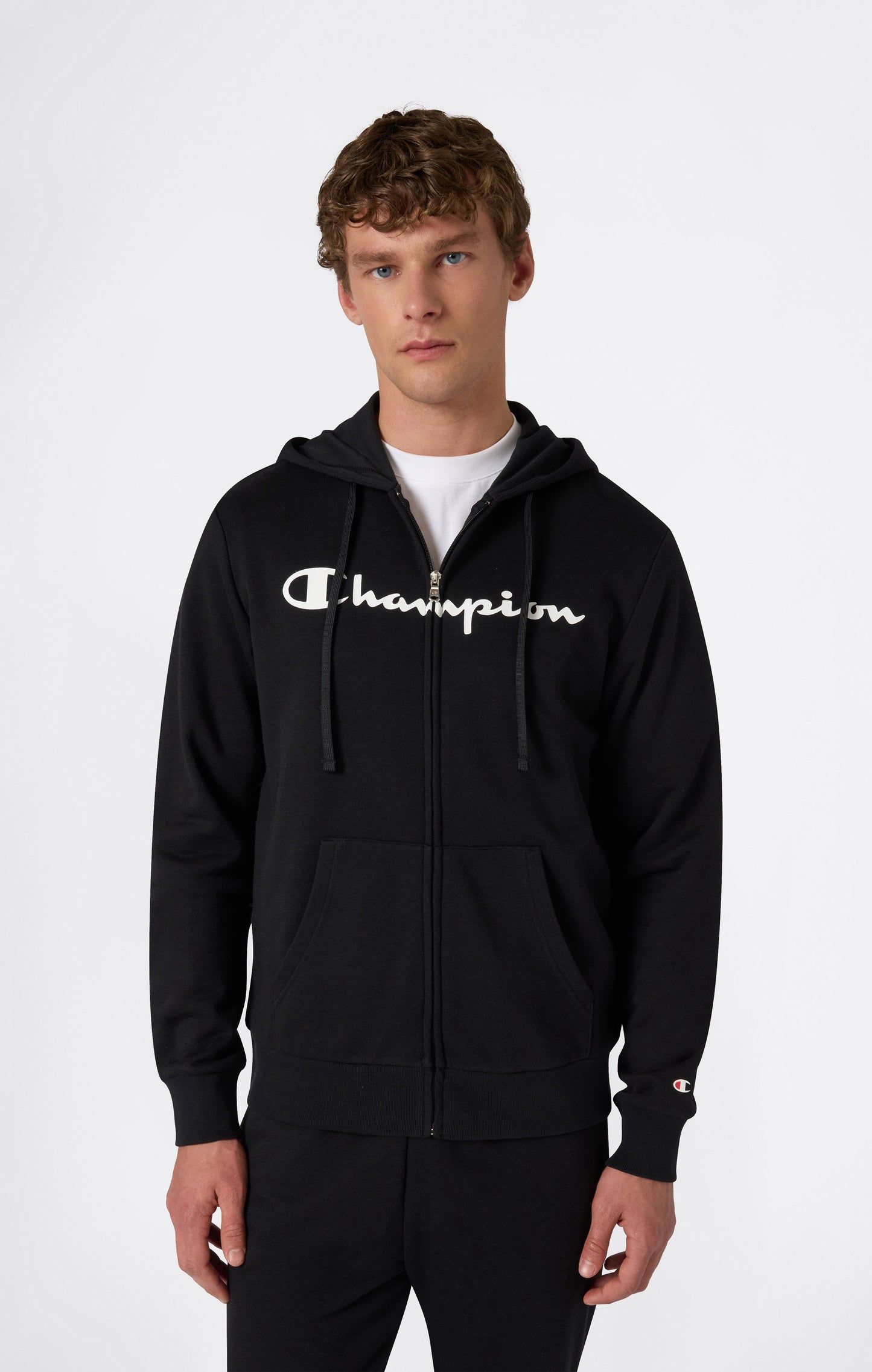 Herren-Kapuzensweatshirt mit durchgehendem Reißverschluss und Maxi-Logoprint, leicht