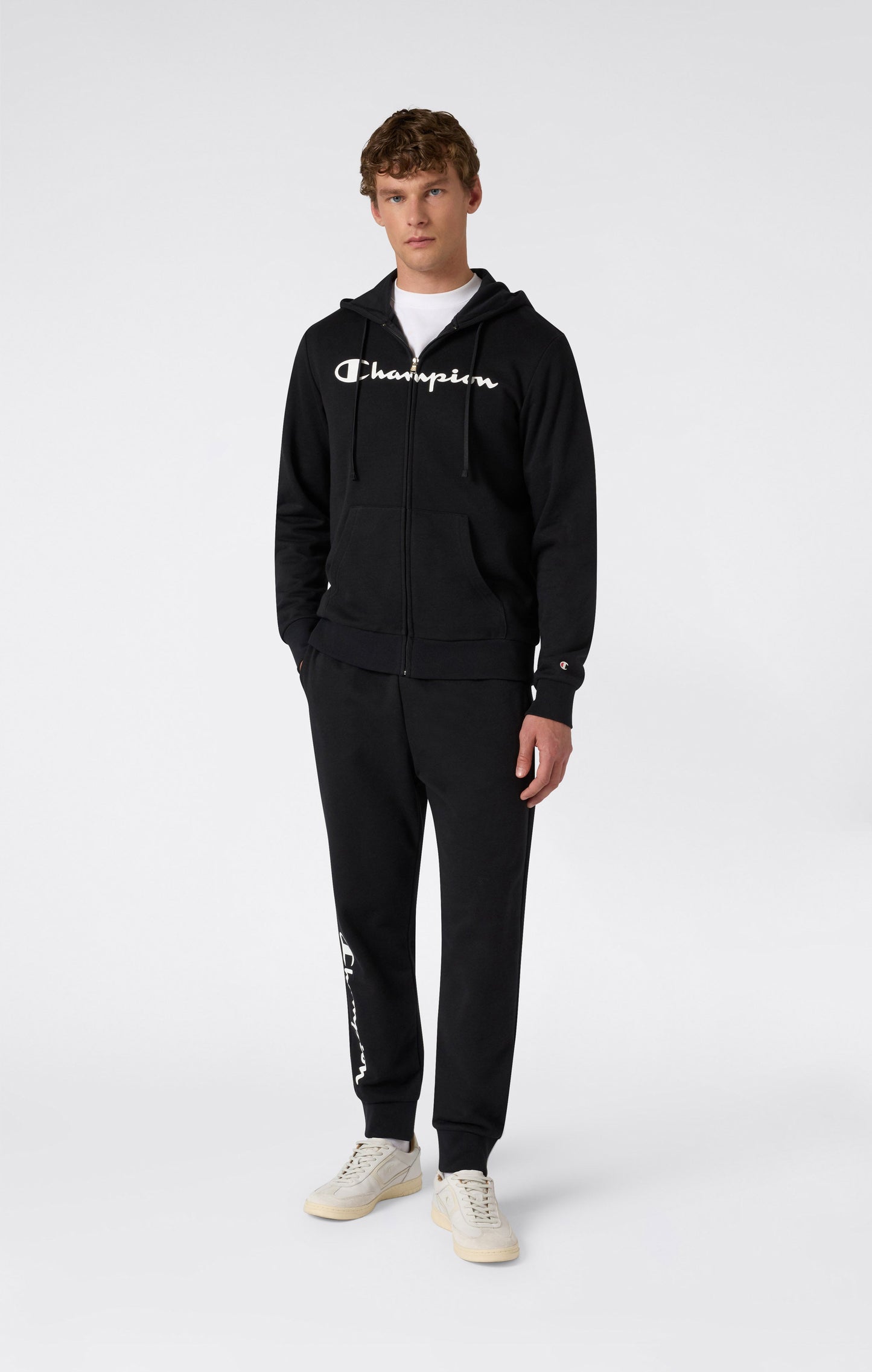 Herren-Kapuzensweatshirt mit durchgehendem Reißverschluss und Maxi-Logoprint, leicht