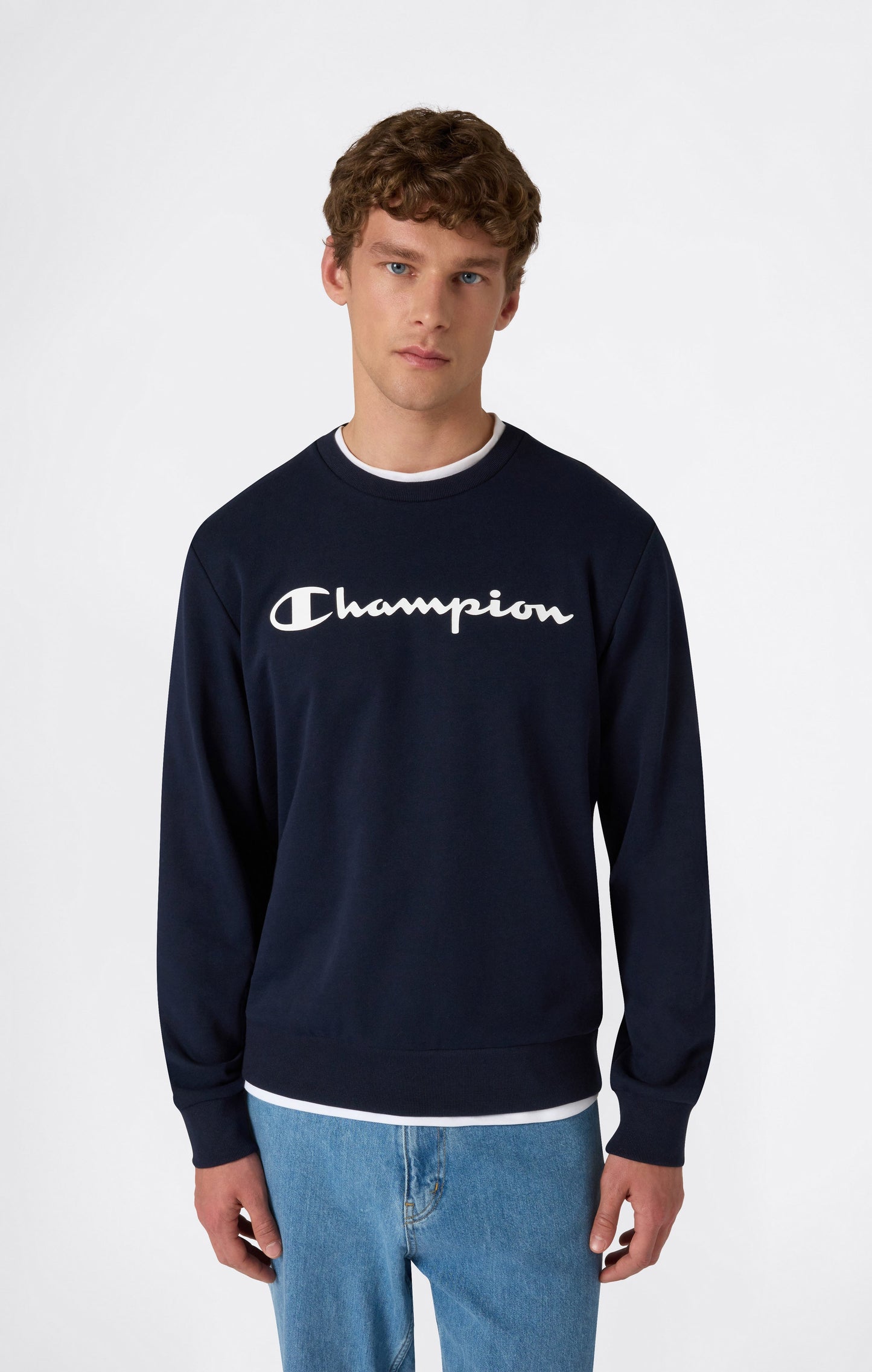 Men's Lightweight Crewneck Sweatshirt with Maxi Printed Logo