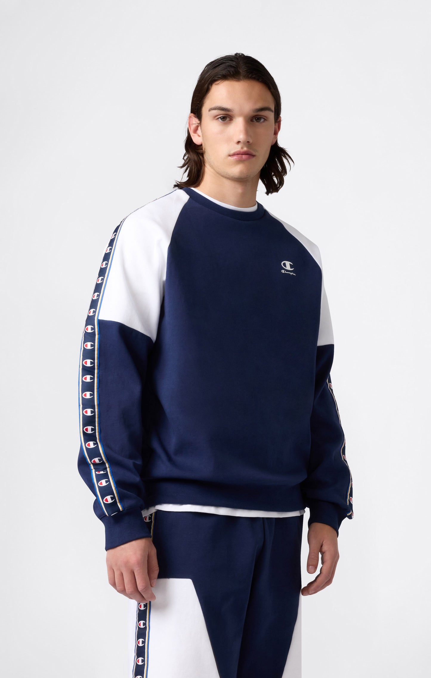 Herren Interlock Tape Logo Rundhals-Sweatshirt