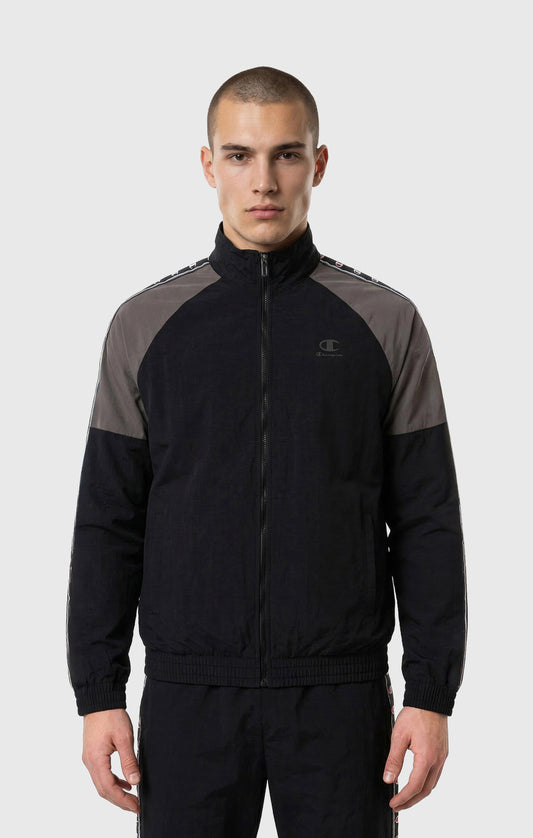 Herren-Trainingsjacke mit durchgehendem Reißverschluss und Logo-Band