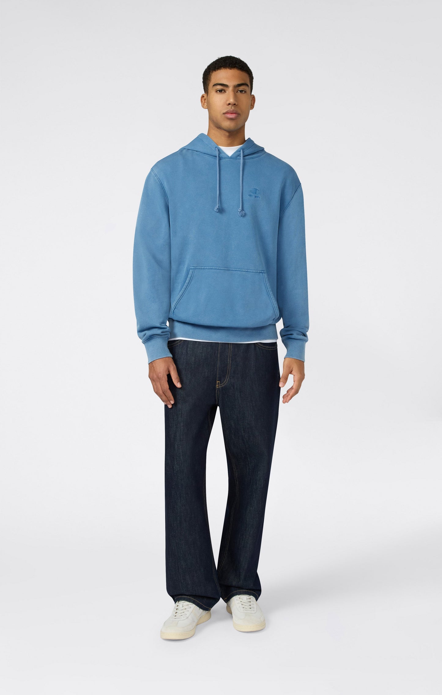 Men's Hooded Sweatshirt with Embroidered Logo and Washed Effect Icons