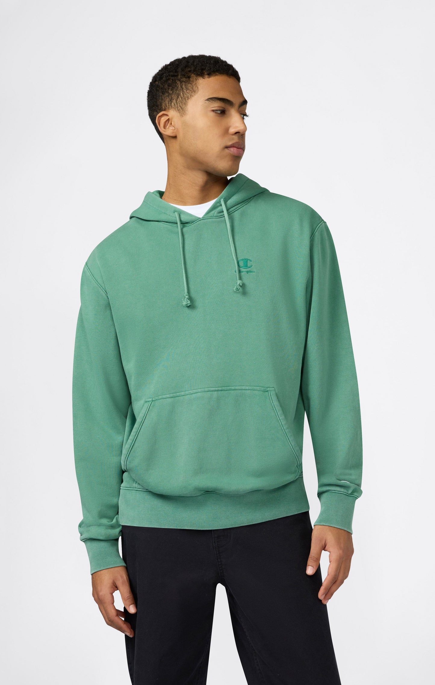 Men's Hooded Sweatshirt with Embroidered Logo and Washed Effect Icons