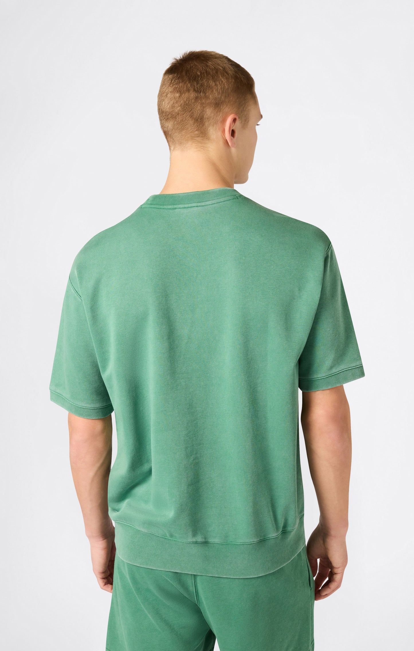Men's Washed Effect Short Sleeve Crewneck Sweatshirt Icons