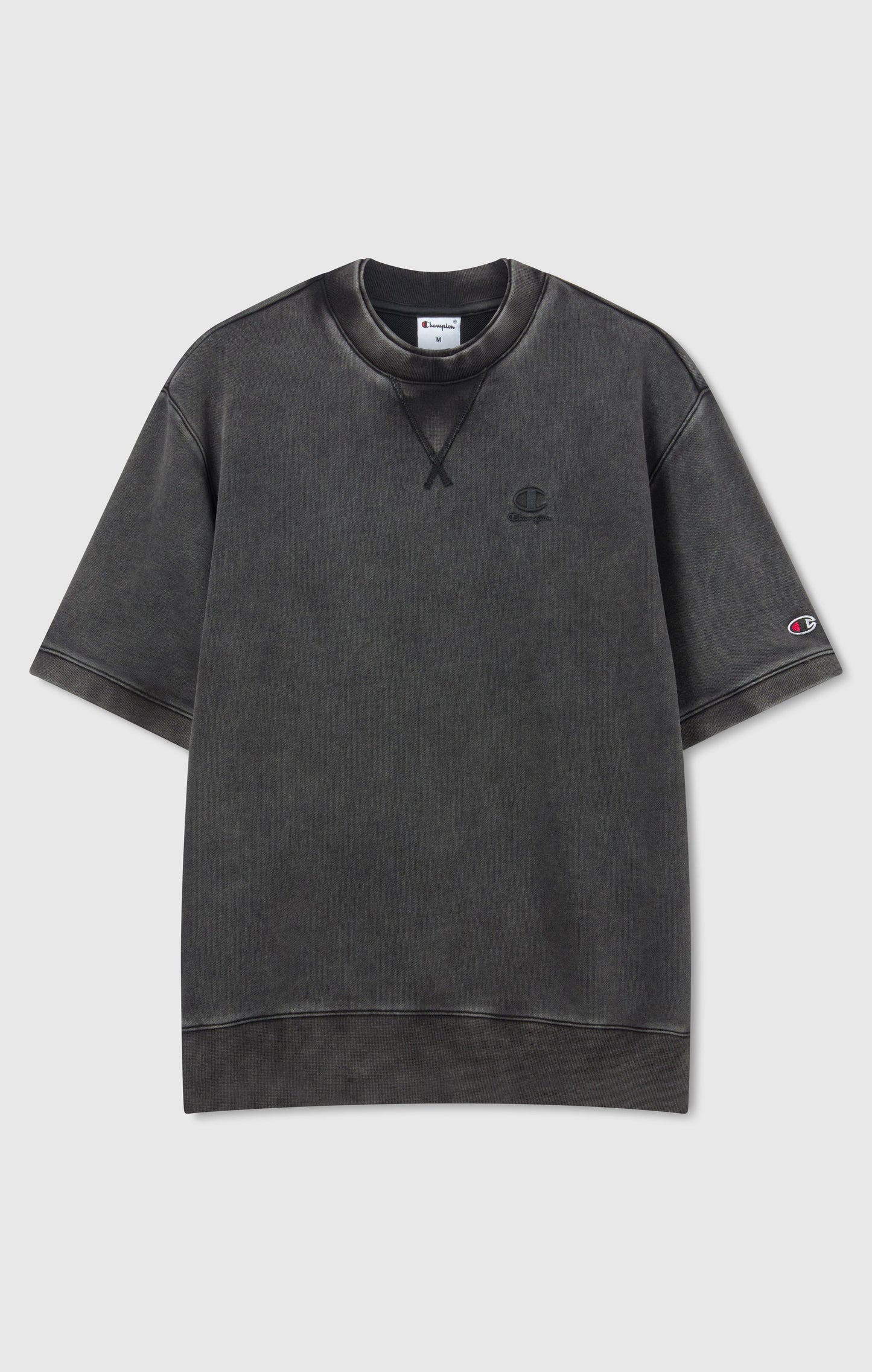 Men's Washed Effect Short Sleeve Crewneck Sweatshirt Icons