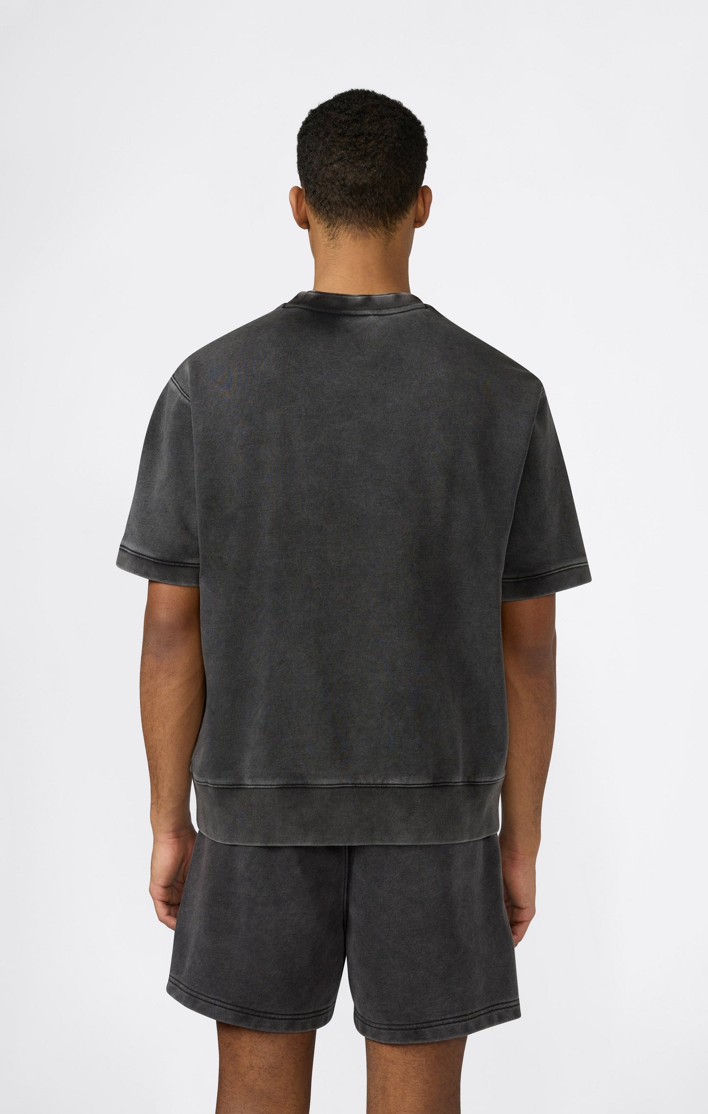 Men's Washed Effect Short Sleeve Crewneck Sweatshirt Icons