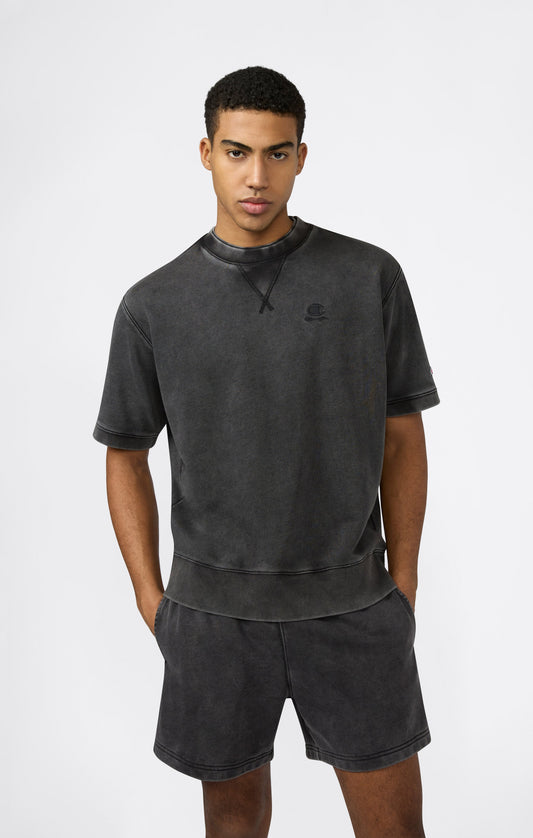 Herren-Sweatshirt mit Rundhalsausschnitt, Kurzarm und Used-Look Icons