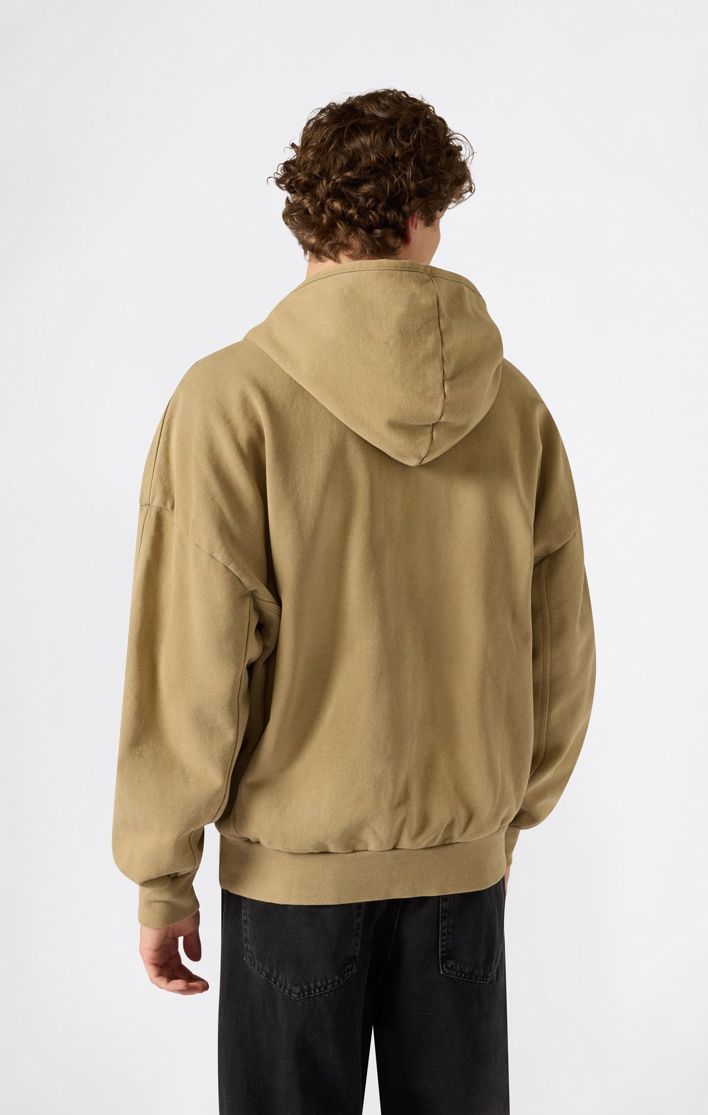 Men's Hooded Full Zip Sweatshirt with Washed Effect