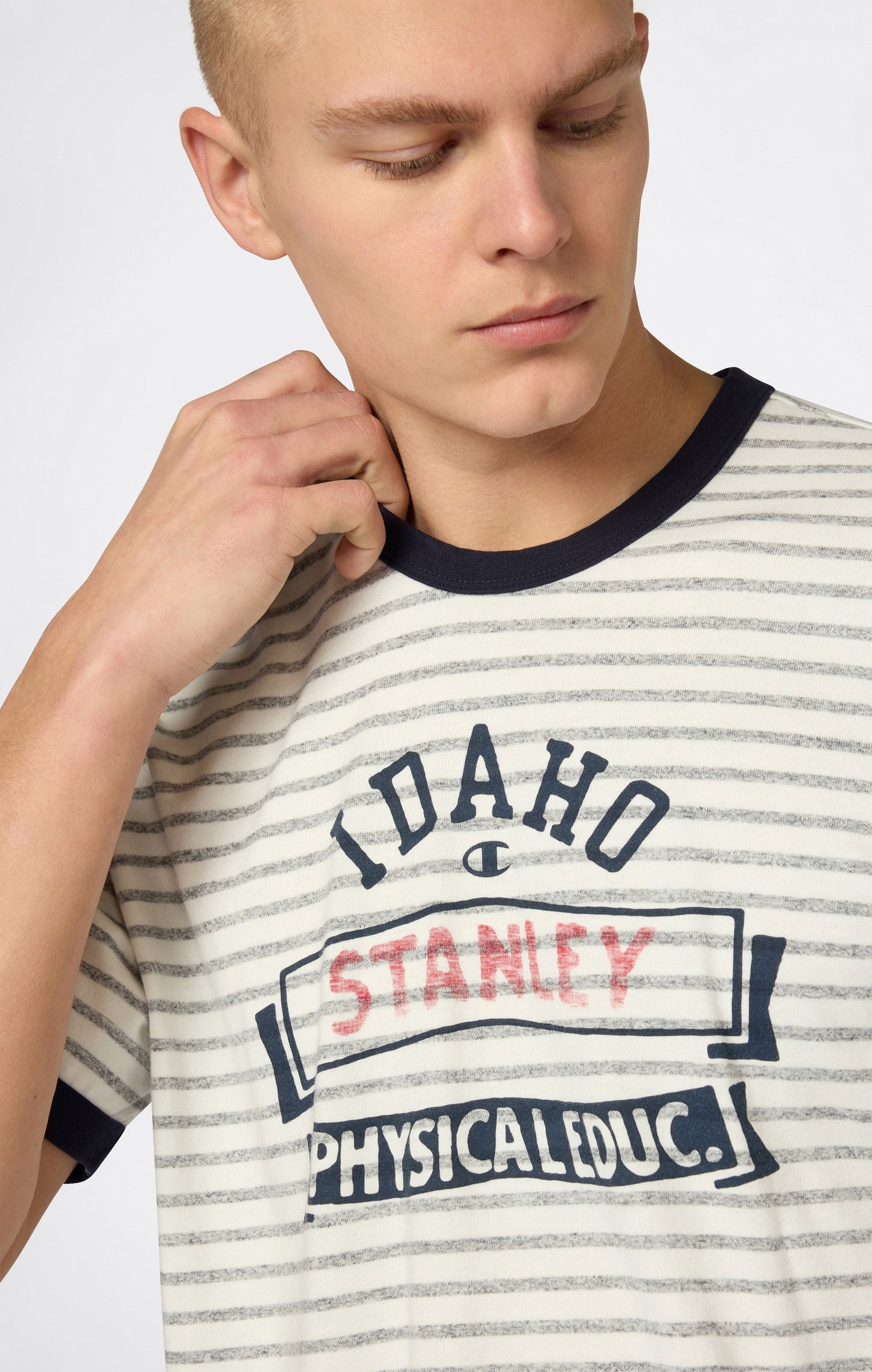 Men's Striped Ringer T-Shirt with Graphic