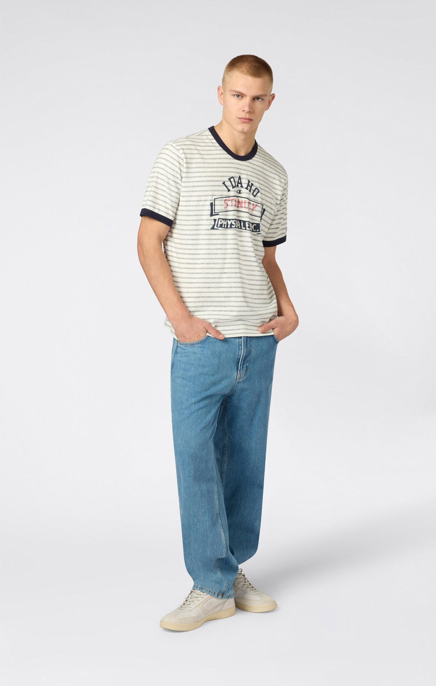 Men's Striped Ringer T-Shirt with Graphic