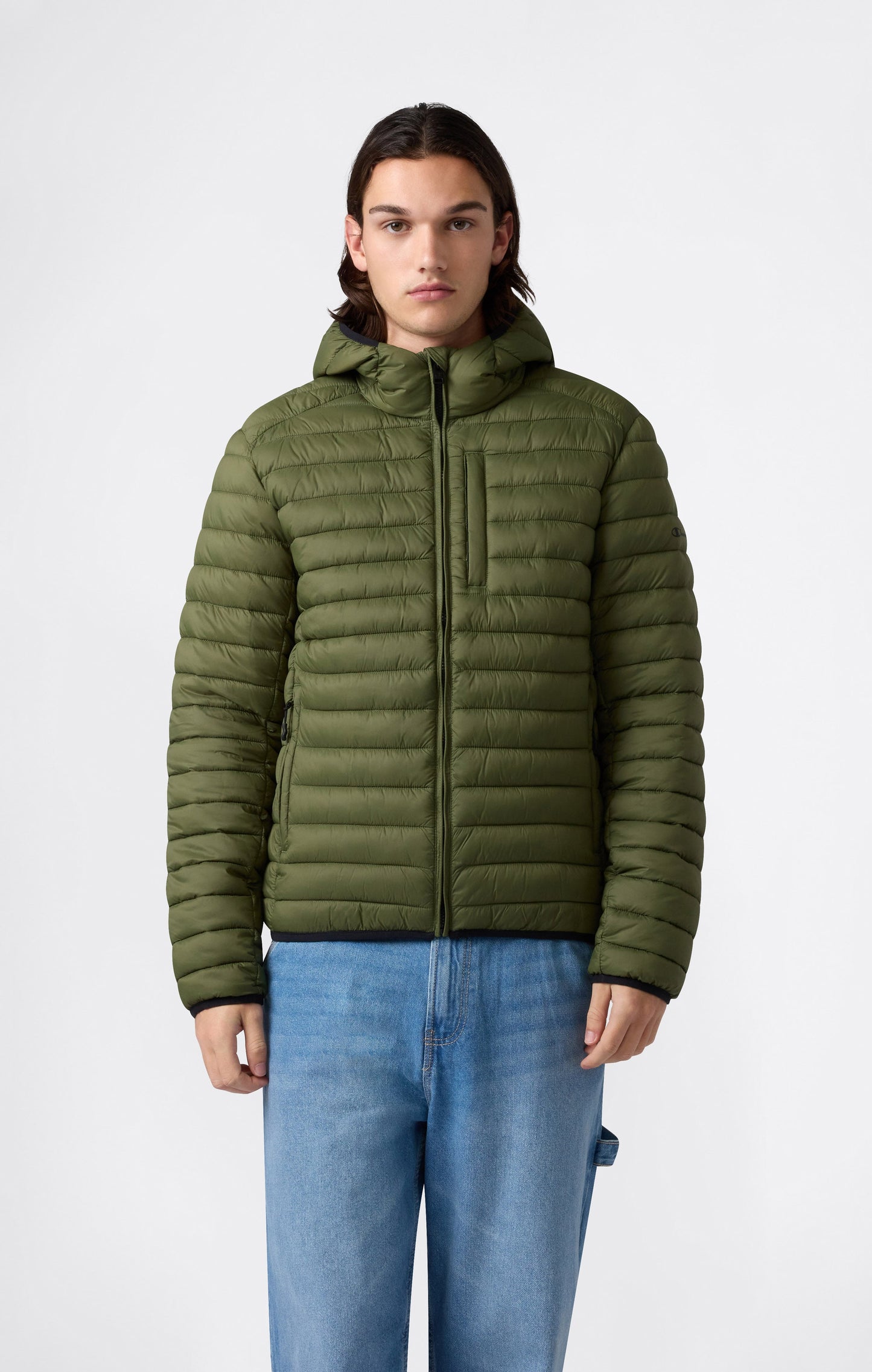 Men's Lightweight Hooded Padded Jacket with Full Zip