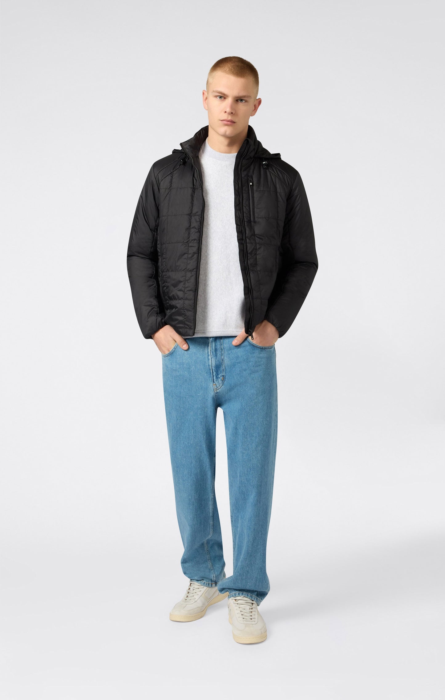 Men's Padded Hooded Jacket with Full Zip