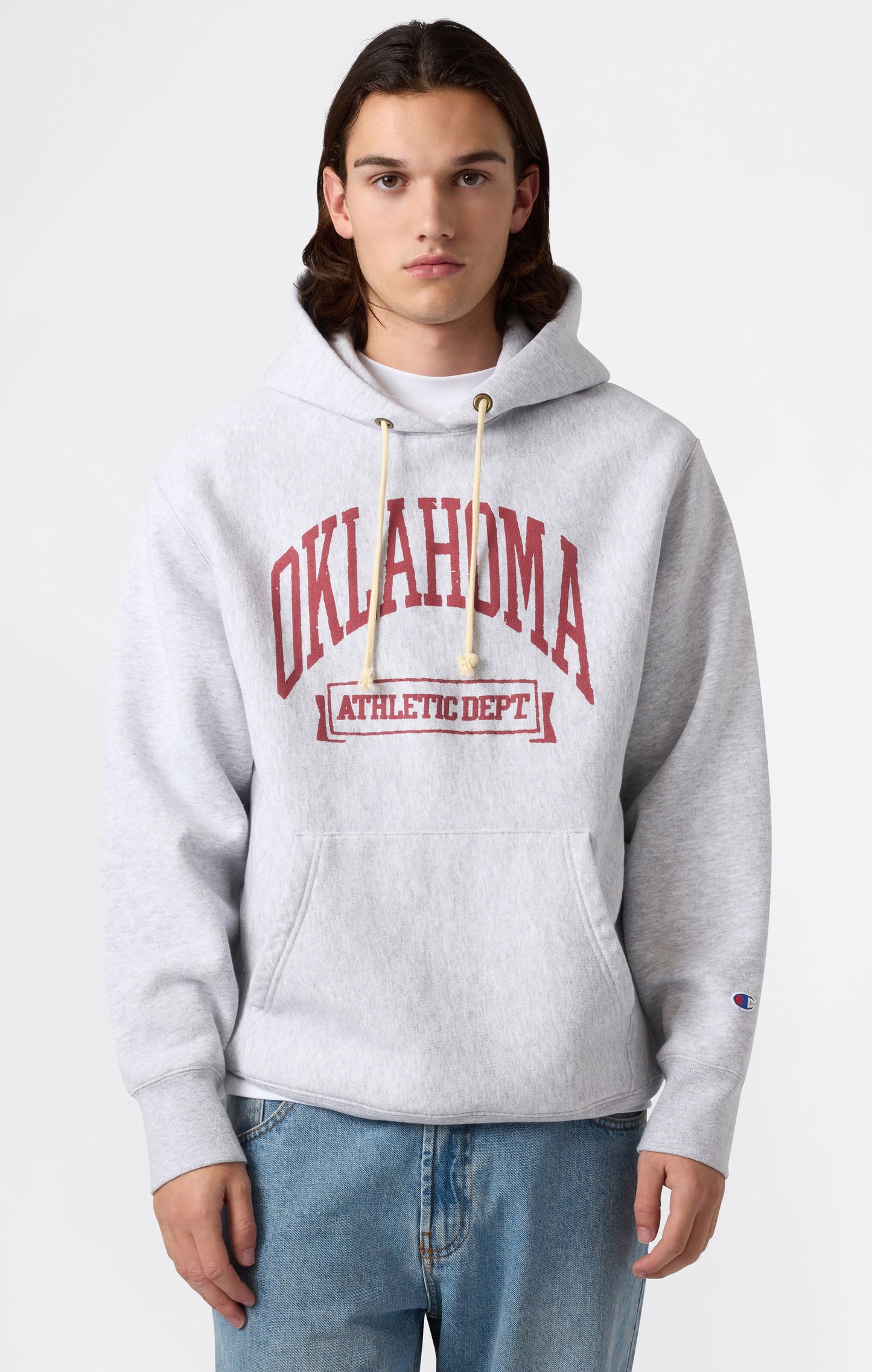 Heavyweight Men's Hooded Sweatshirt with Brushed Interior and Print Reverse Weave