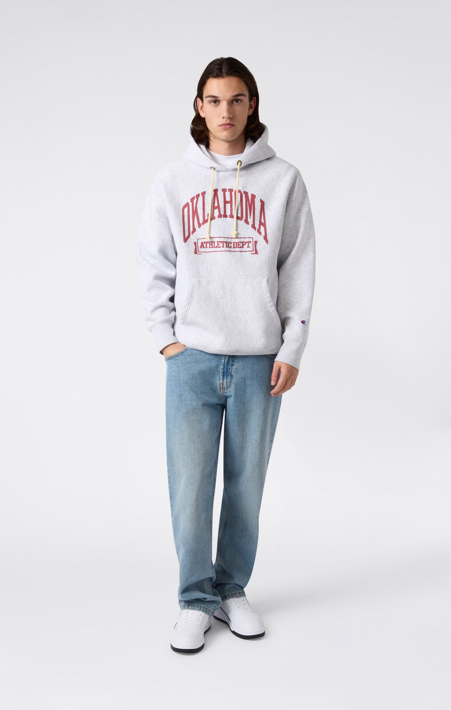 Heavyweight Men's Hooded Sweatshirt with Brushed Interior and Print Reverse Weave