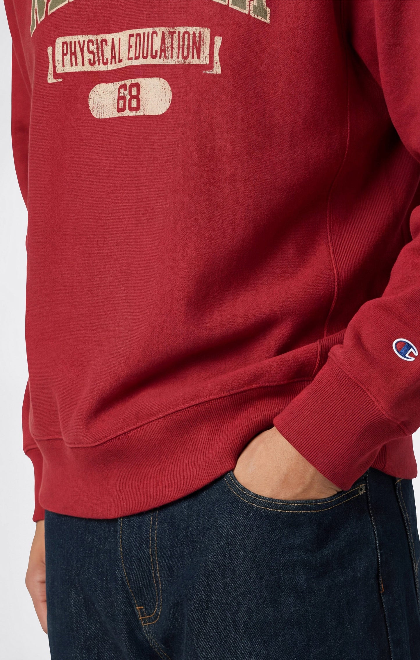 Men's Heavyweight Crewneck Sweatshirt with Brushed Interior and Print Reverse Weave
