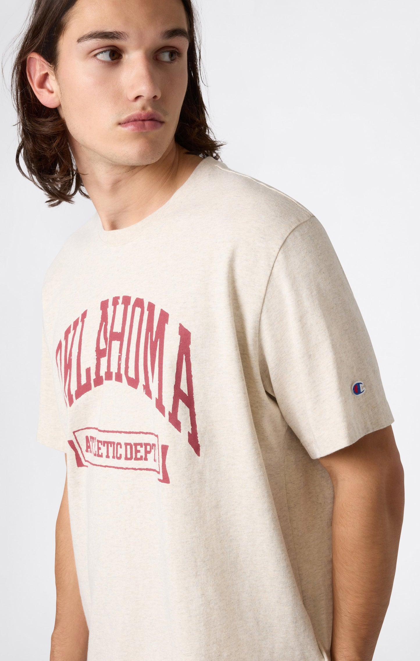 Herren-T-Shirt aus schwerer Baumwolle mit Reverse Weave Print