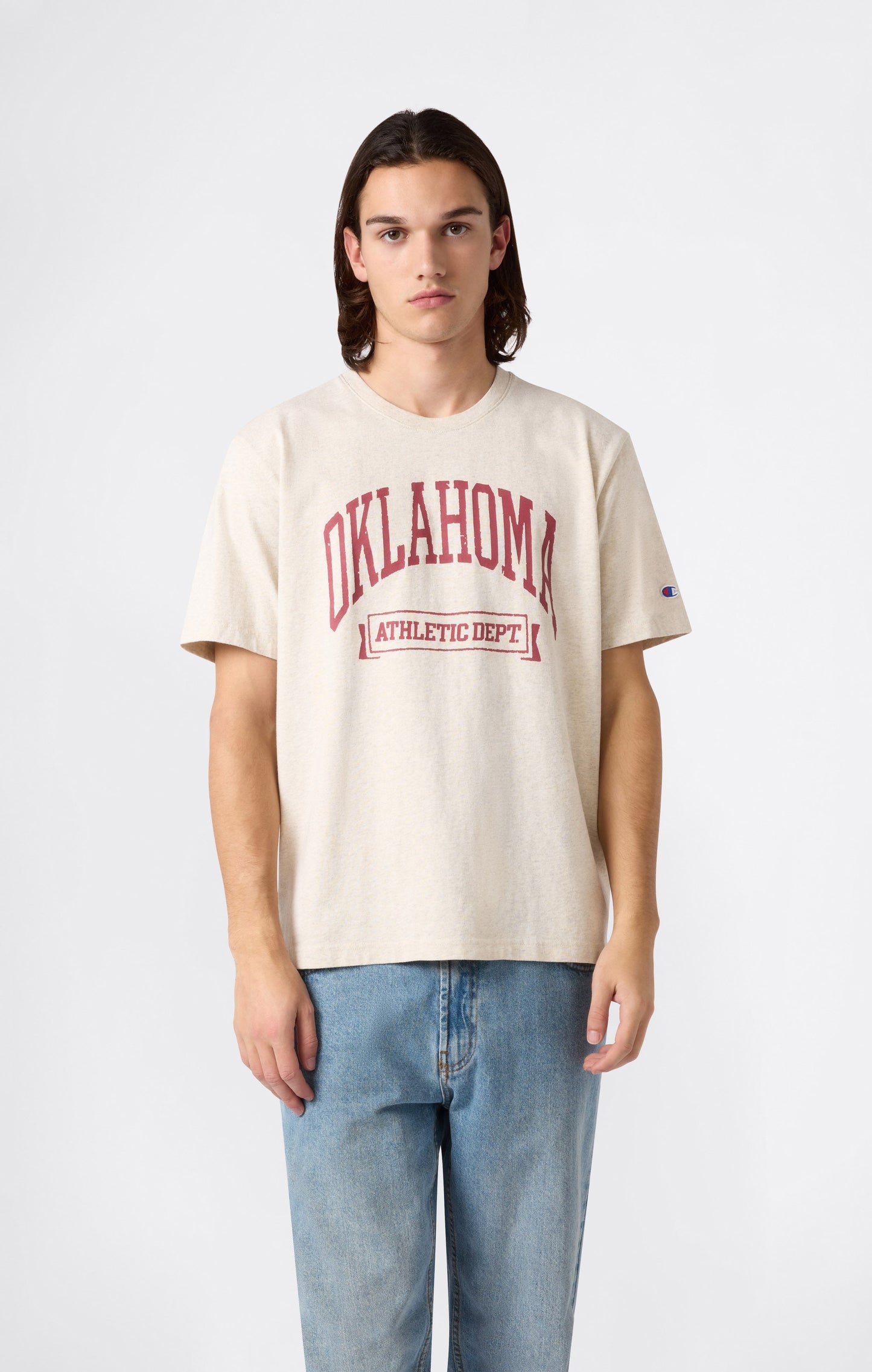Herren-T-Shirt aus schwerer Baumwolle mit Reverse Weave Print
