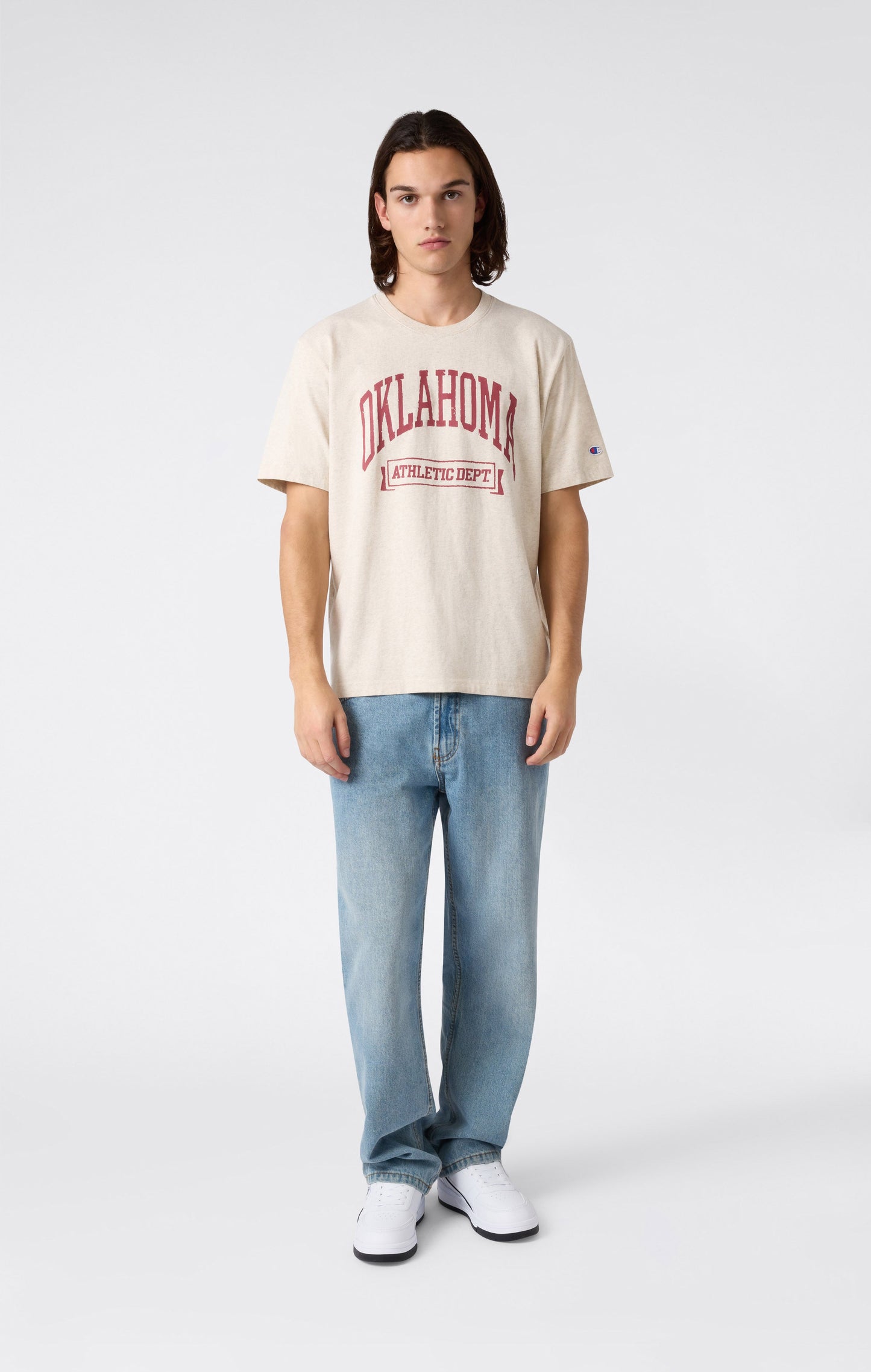 Herren-T-Shirt aus schwerer Baumwolle mit Reverse Weave Print
