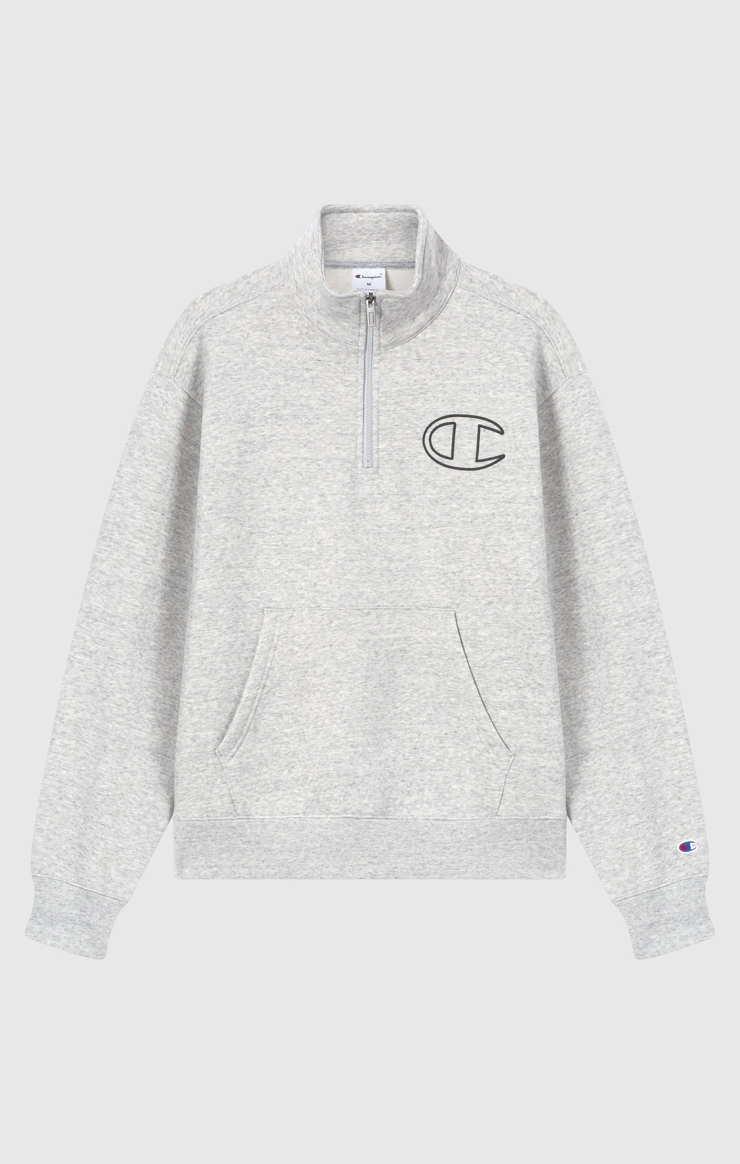Herren-Sweatshirt mit halbem Reißverschluss, angerauter Innenseite und Puff-Print-Logo