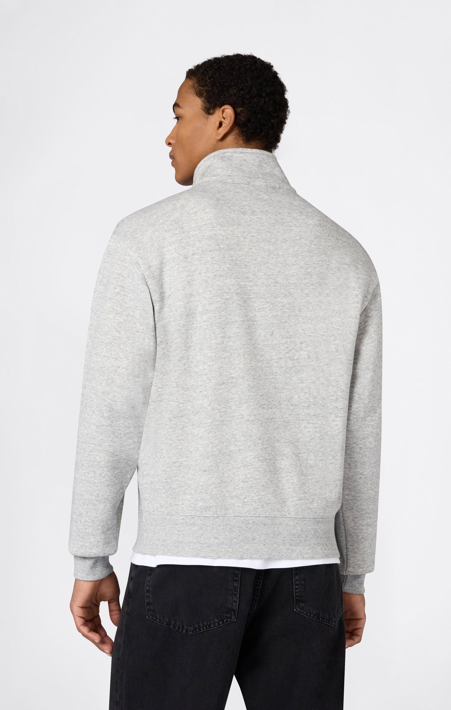 Herren-Sweatshirt mit halbem Reißverschluss, angerauter Innenseite und Puff-Print-Logo