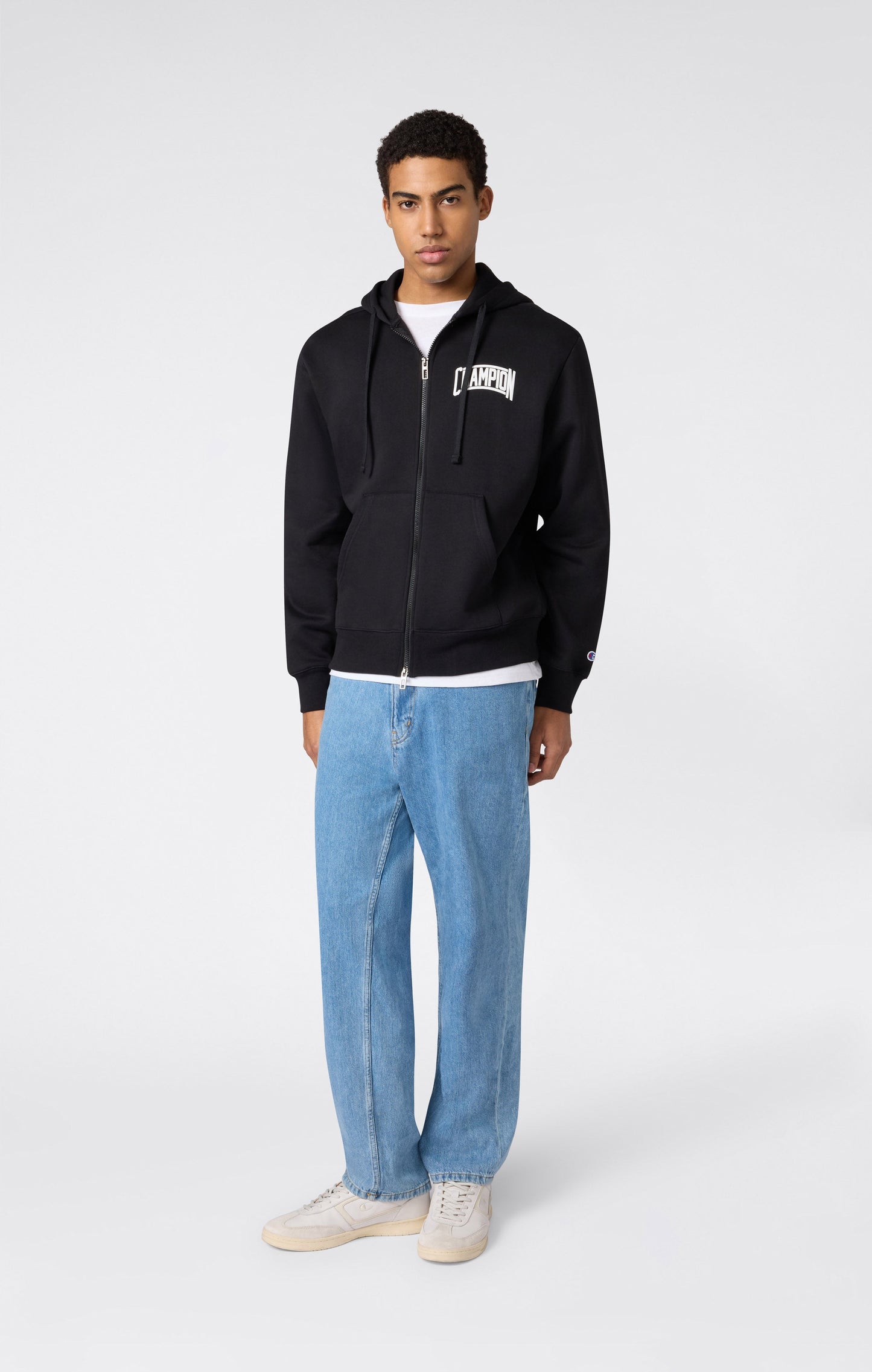 Herren-Kapuzenpullover mit durchgehendem Reißverschluss, angerauter Innenseite und Puff-Print-Logo