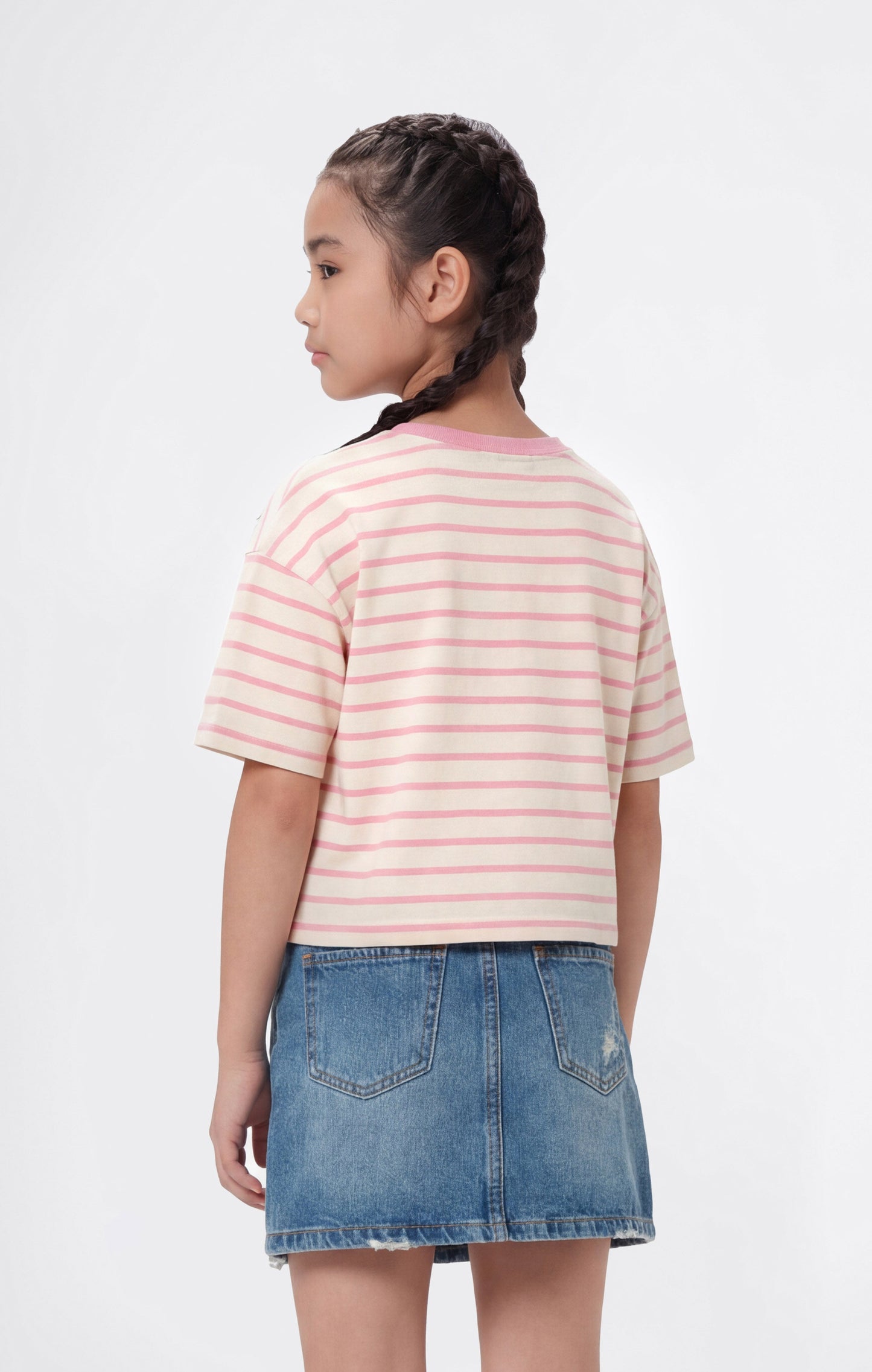 Mädchen Oversized Gestreiftes T-Shirt Icons