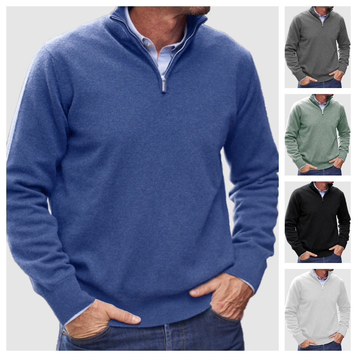 Kaschmir-Pullover mit Reißverschluss für Herren