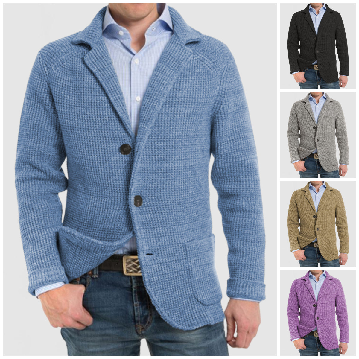 Elegante Herren-Langarmjacke mit Revers und Taschen