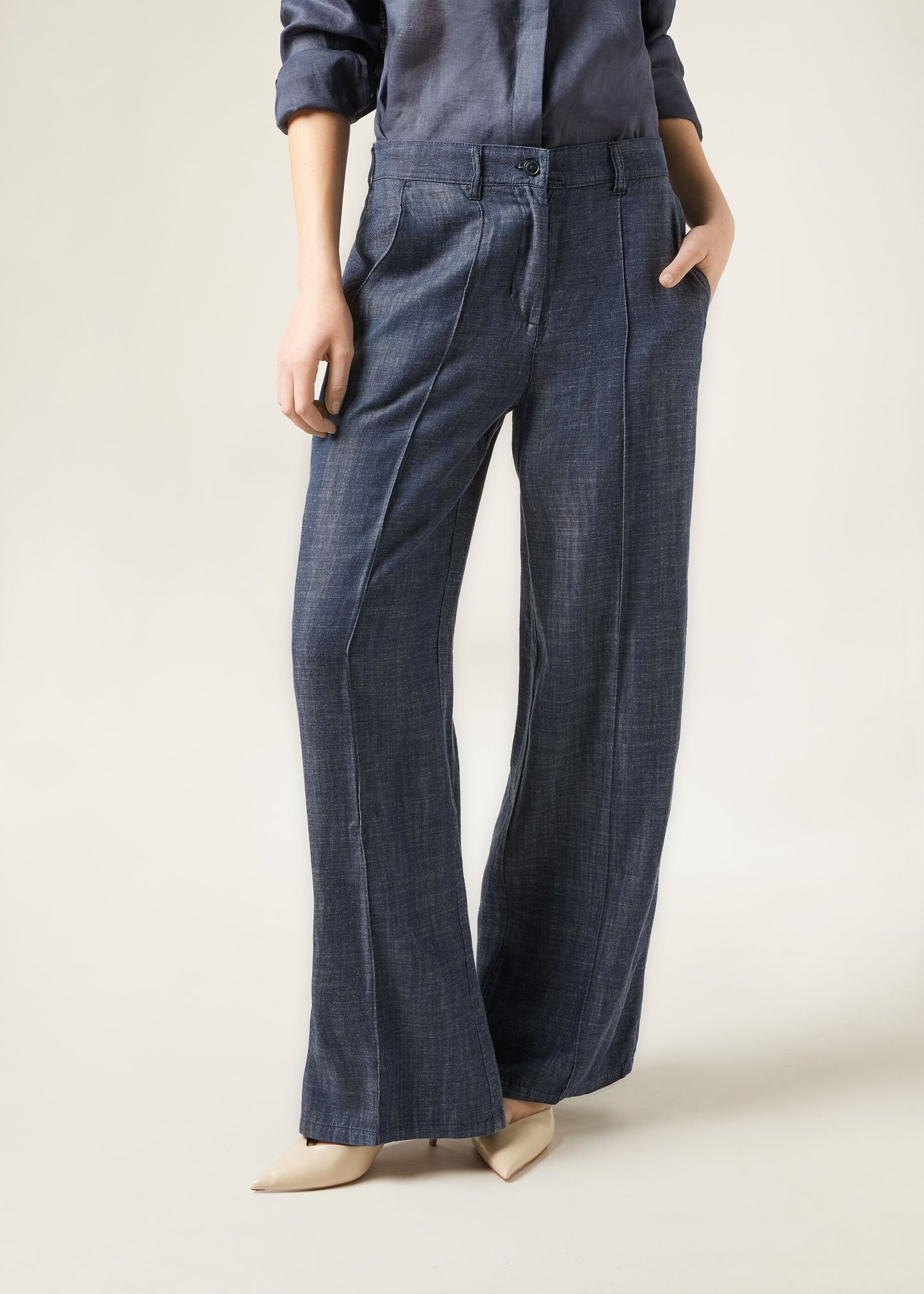 Palazzo Jeans with Linen