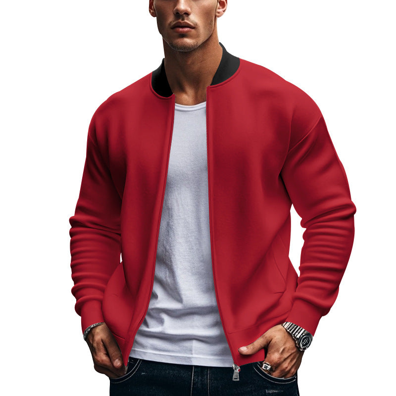 Herren Freizeit Reißverschluss Revers Baseballjacke