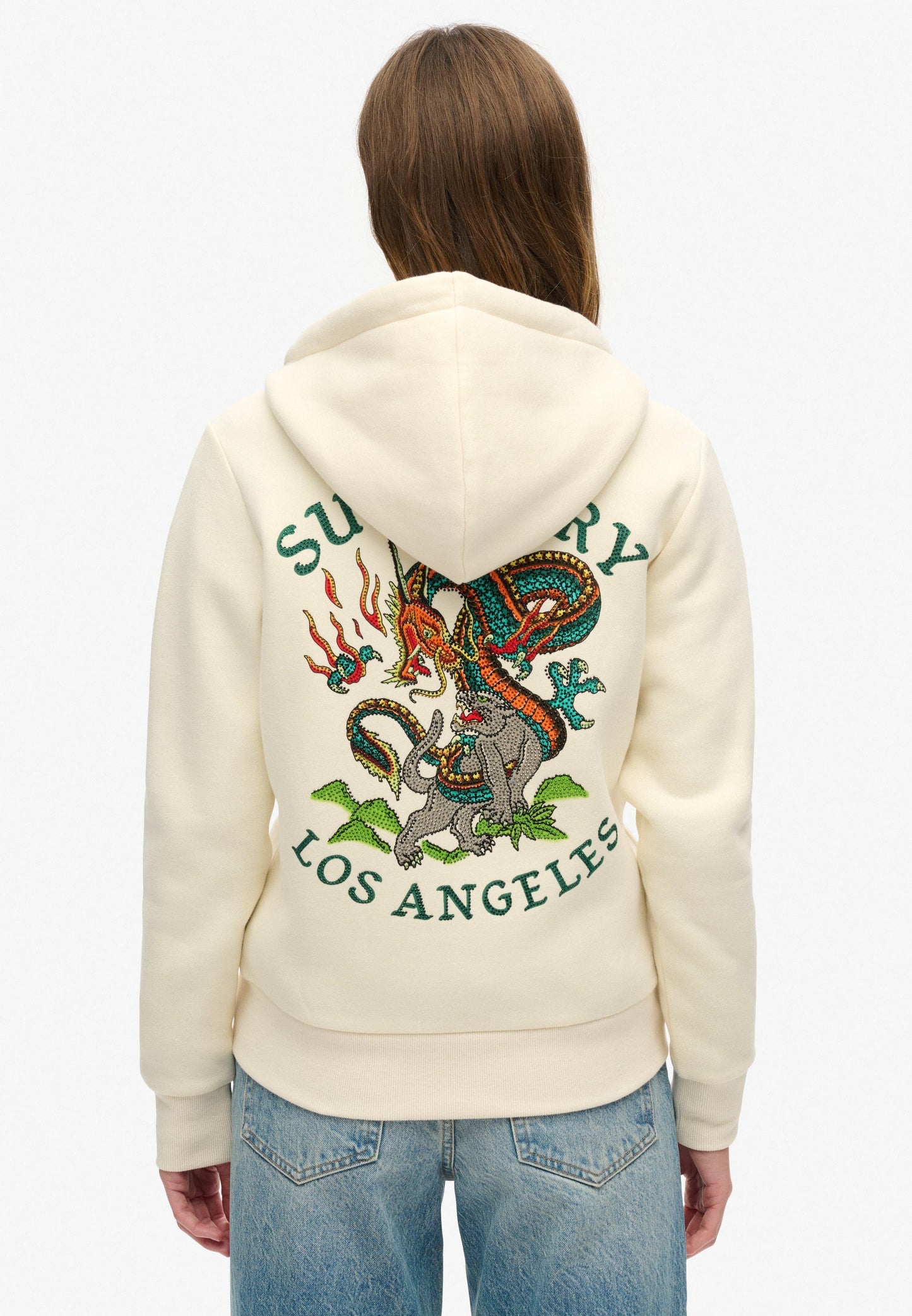 Tattoo Rhinestone Zip Hood