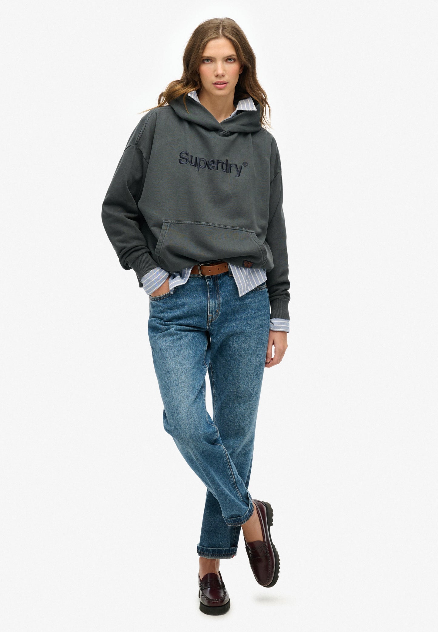 Embroidered Core Logo Relaxed Hoodie