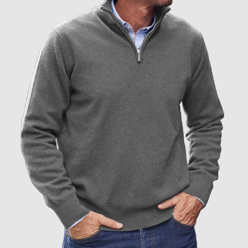 Kaschmir-Pullover mit Reißverschluss für Herren