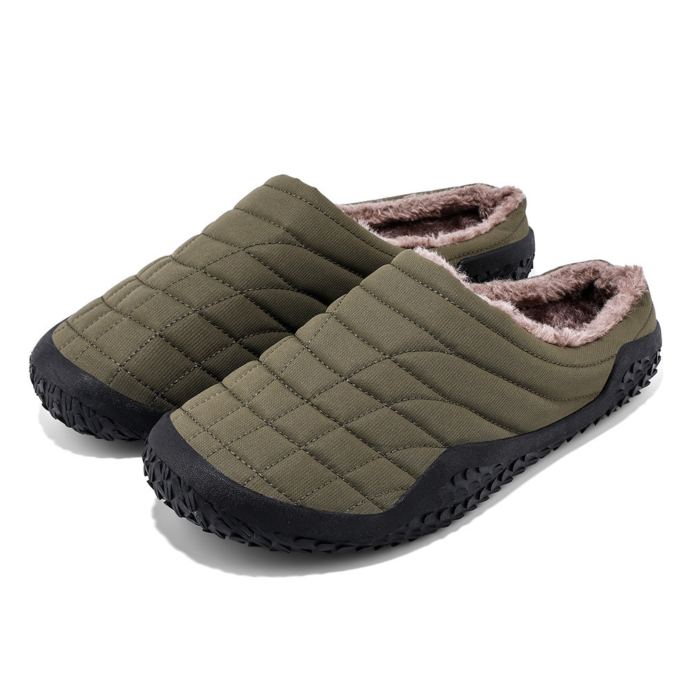 (Limited Time Sale 49%off)Men slippers home winter indoor warm plush shoes thick bottom waterproof leather house slippers cotton shoes