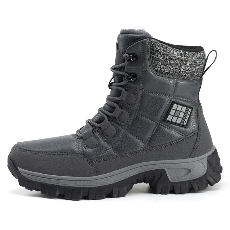 (⏰Limited Time Discount 49% off)Men's Thick Warm Snow Boots Wide Toe Anti-skid Fur Lined Leather Boots Waterproof Winter Hiking Boots