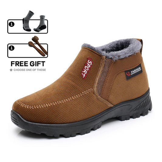 (CLEARANCE SALE 70% OFF)) Men's 2024 Winter New Waterproof And Non-Slip Slip-On Warm Cotton Shoes Correction Ankle Support Wide Toe Arch Support Sports Shoes