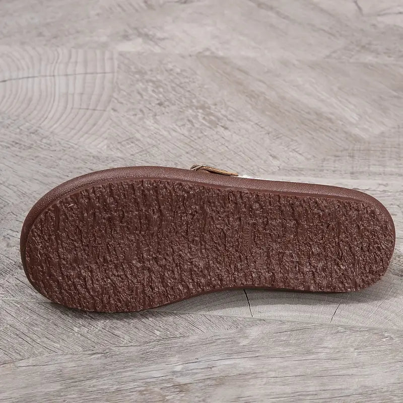 Damen Plüsch-Slipper mit runder Zehenpartie