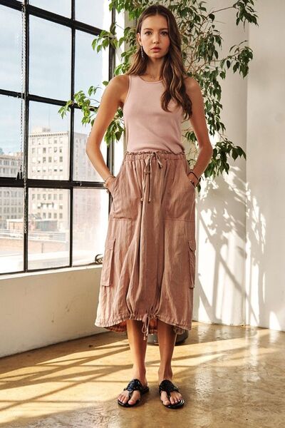 ADORA Ärmelloses gewaschenes Kleid mit Kordelzug